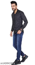 Cotton Blend Checked Shirt for Men, Black 