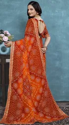 Georgette Bandhini Saree for Women 