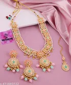 Traditional Kundan Pearl Long Bridal Neckkace Set for Women 
