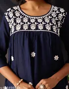 Embroidered Floral Design Anarakali Short Kurti for Girls 