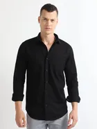 Full Sleeves Solid Shirt for Men (Black, 40)