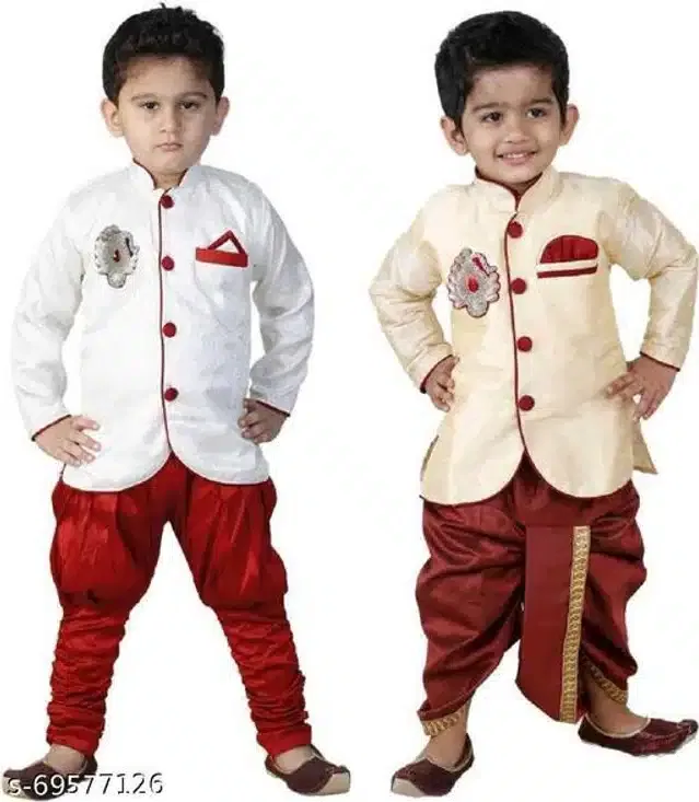 Sherwanis for Boys (Multicolor, 3-4 Years) (Pack of 2)