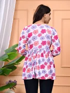 Rayon Floral Print Short Kurti for Women 