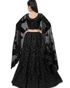 Net Embroidered Semi Stitched Lehenga for Girls 