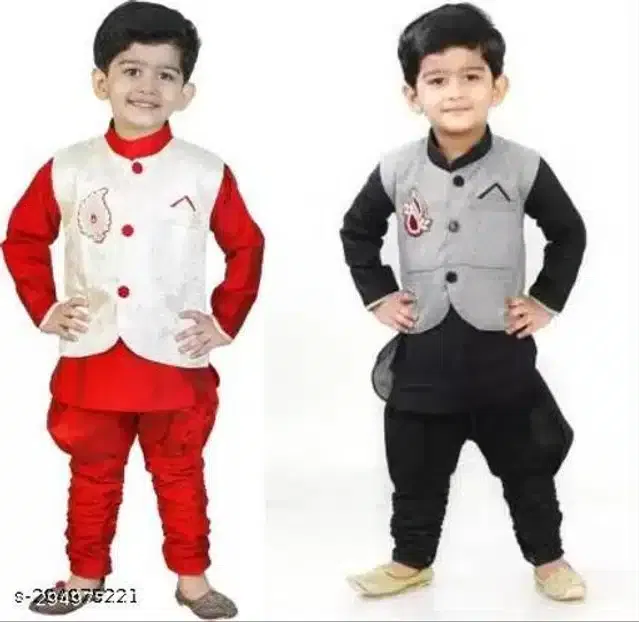 Sherwani Set for Boys (Multicolor, 6-7 Years) (Pack of 2)