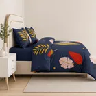 सिंपल होम फ्लोरल डबल बेडशीट नीला 82x88inch