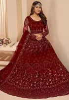 Net Embroidred Semi Stiched Lehenga Choli for Women 