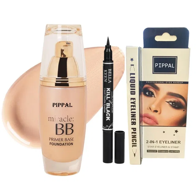 Pippal Mirecle B.B. Primer Base Foundation (60 ml) with Eyeliner (6 ml) (Set of 2)