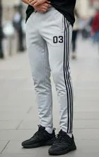 Cotton Blend Printed Track Pant for Men, Grey 