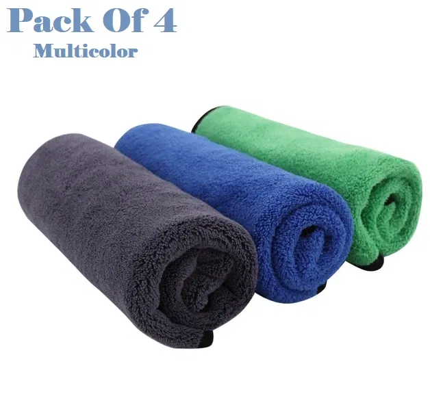 Microfiber Thick Lint & Streak-Free Multipurpose Cleaning Clothes (Multicolor, Pack of 4)