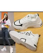Casual Shoes for Women (White & Black, 4)