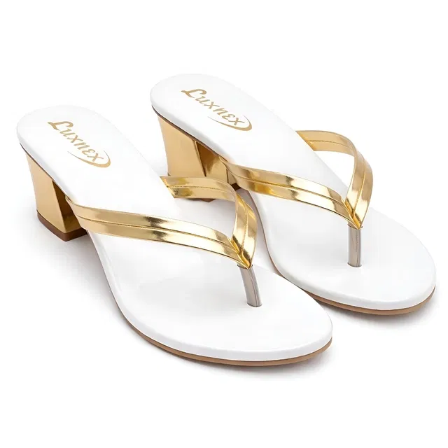 Solid Block Sandals for Women (White, 8)