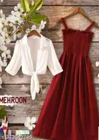 Poly Crepe Solid Dress for Women 