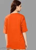 Cotton Blend Printed T-Shirt for Women, Orange 