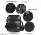 Leather Sling Bags for Men (Black, 20 L)