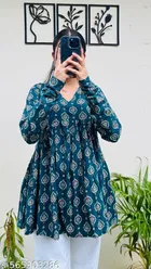 Floral Cotton Short Kurti for Women, Pack of 2 