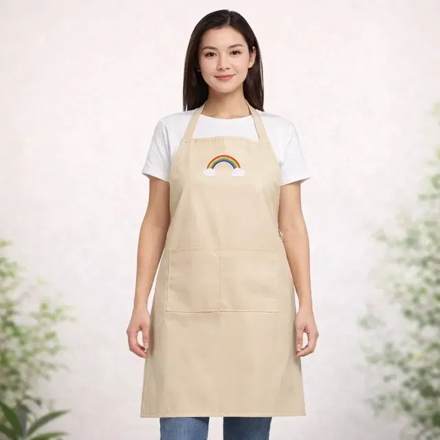 Rainbow PVC Waterproof Apron (Pack of 1) Biege