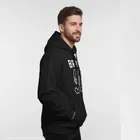 Fleece Printed Hoodie for Men, Black 