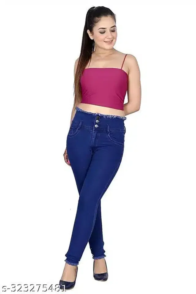 Denim Jeans for Girls (Blue, 12-13 Years)