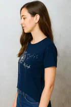 Cotton Blend Printed T-Shirt for Women 