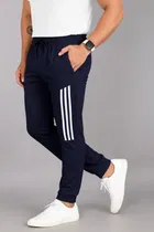 Polyester Blend Regular Fit Track Pants for Men (Blue, L)
