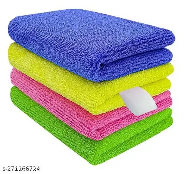 Microfiber Bath Towel (Multicolor, 40x40 cm) (Pack of 4)