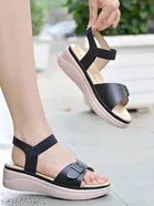 Shoetopia Black Platform Sandals Size IND-8