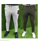 Lycra Track Pants for Men, Pack of 2 (Grey & Mehandi, 28)