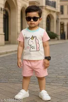 Hosiery Cotton Printed Clothing Set for Kids, Multicolor 