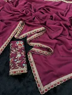 Crepe Solid Saree for Women, Pink 