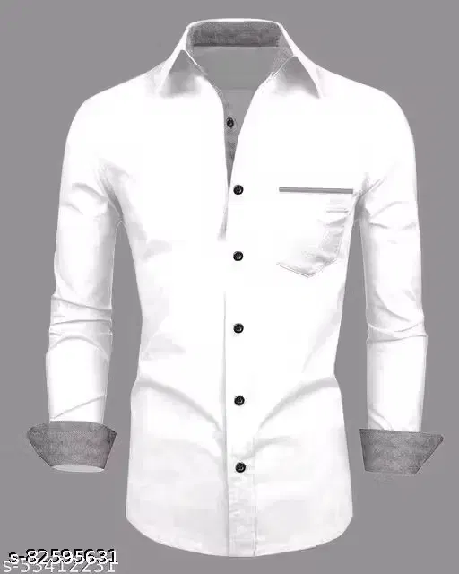 Formal Wear Cotton Blend Shirt for Men, White (L)