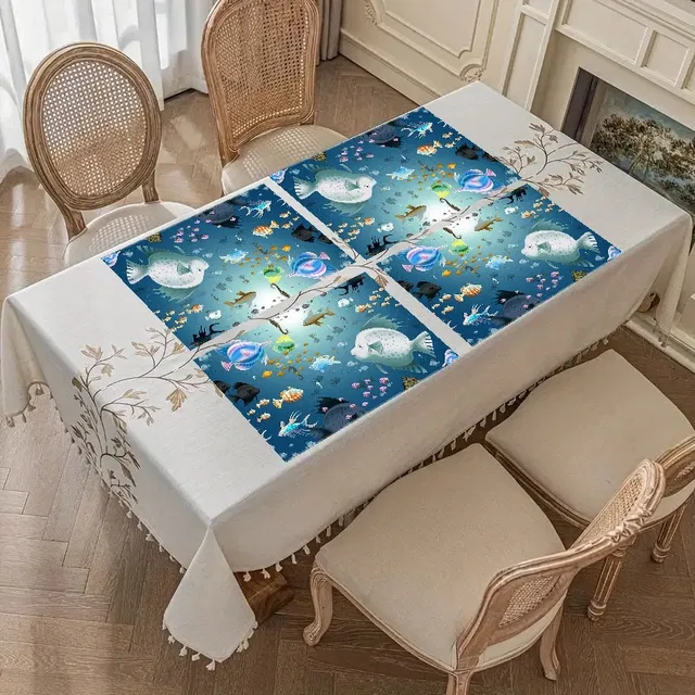 PVC Printed Dining Table Placemats (Multicolor, 30x45 cm) (Pack of 6)