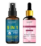 Combo of La'Conde Beauty 9 in 1 Hair Growth Spray & Collagen + Vitamin-E Face Serum 