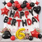 6th Happy Birthday Balloon Decoration Kit ,Red & Black ,Set Of 1