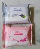 Shills Lavender (25 Pcs) with 25 Pcs Rose Wet Face Wipes (Pack of 2)