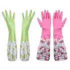 PVC Latex Kitchen Dishwashing Cleaning Gloves (Multicolor, Set of 2)