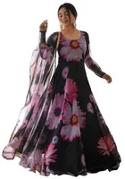 Georgette Printed Gown with Dupatta for Women 