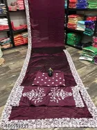 Georgette Solid Saree For Women, Purple