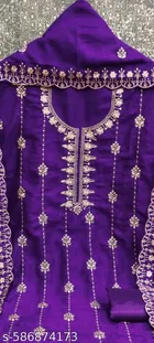 Vichitra Silk Punjabi/All Over Suits Semi-Stitched Suits 
