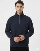 Fleece Solid Sweatshirt for Men, Navy Blue 
