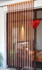 Polyester Beads Curtain for Door (Red & Beige, 7 Feet)