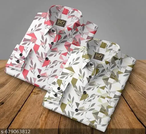 Printed Shirts for Men (Multicolor, L)