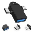 USB 3.0 Female to Micro-USB Male & Type-C Male OTG Adapter (Black)