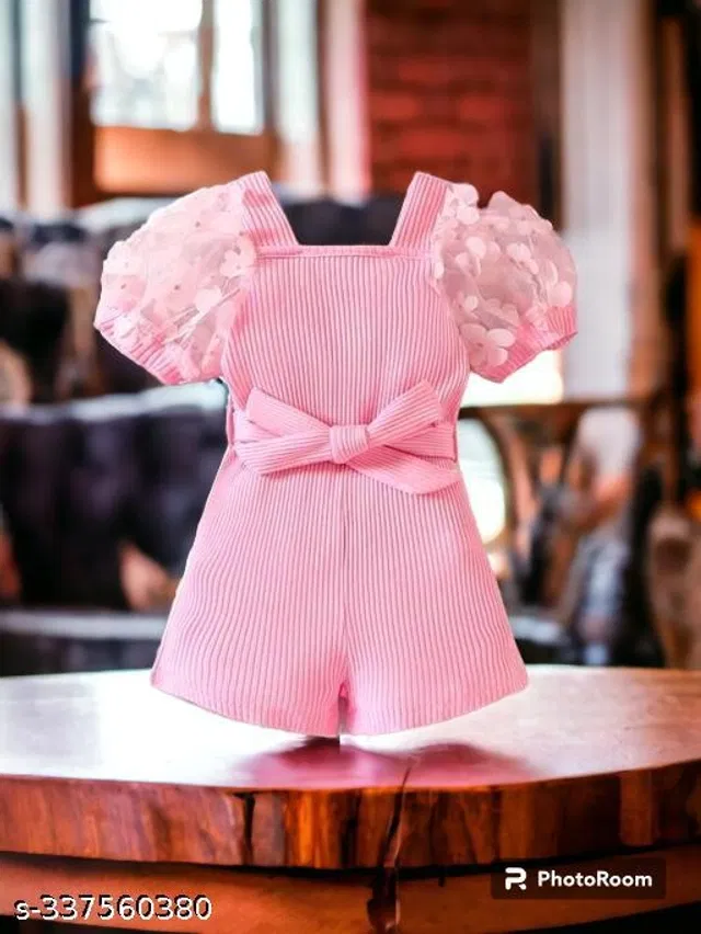 Crepe Dress for Girls (Pink, 18-24 Months)