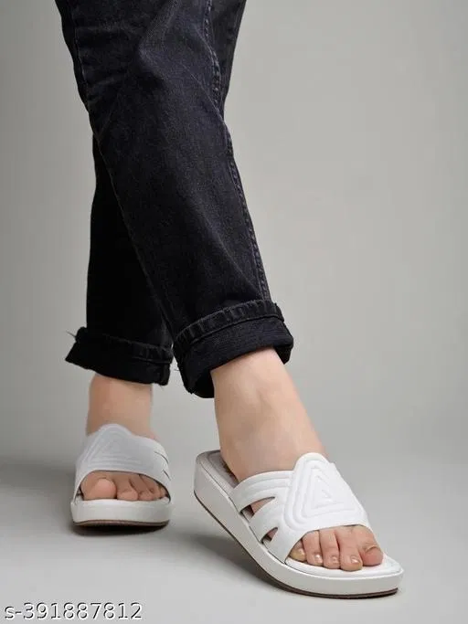 Shoetopia White Platform Sandals (Size IND-4)