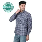 Cotton Blend Full Sleeves Chequered Shirt for Men 
