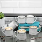 6 Pcs Ceramic Tea & Coffee Cup Set - Golden Strip