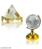 Crystal Fengshui Pyramid with Globe Showpieces 