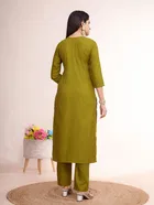 Jacquard Embroidered Kurta with Pant for Women 