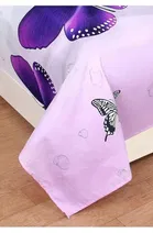 Microfibre Double Butterfly Printed Bedsheet 88x90in Purple